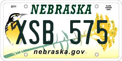 NE license plate XSB575