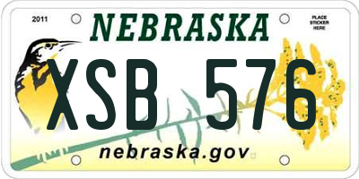 NE license plate XSB576