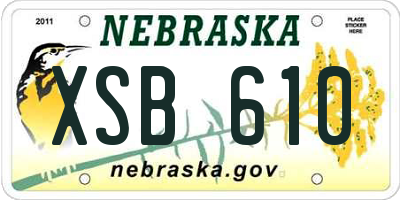 NE license plate XSB610