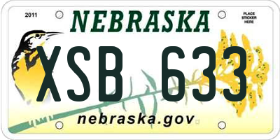NE license plate XSB633