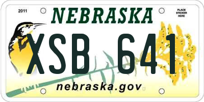 NE license plate XSB641
