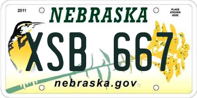 NE license plate XSB667