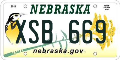 NE license plate XSB669