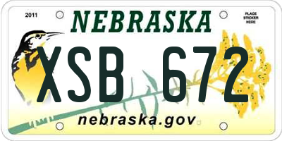 NE license plate XSB672