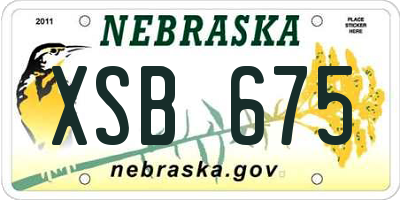 NE license plate XSB675