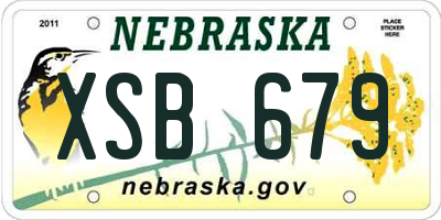 NE license plate XSB679