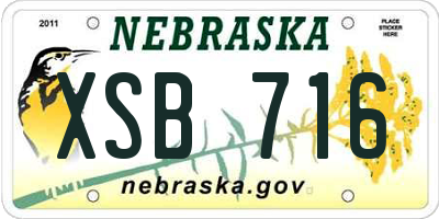 NE license plate XSB716
