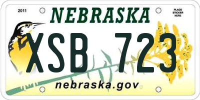 NE license plate XSB723