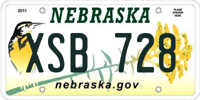 NE license plate XSB728