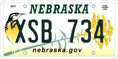 NE license plate XSB734
