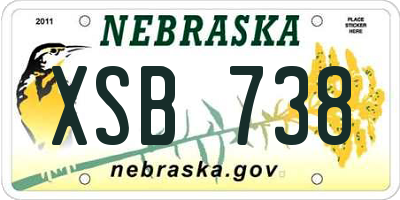 NE license plate XSB738