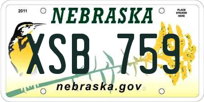 NE license plate XSB759