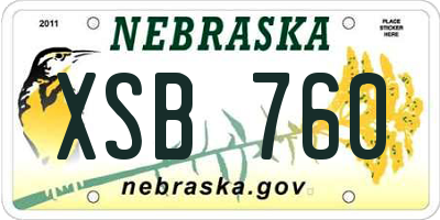 NE license plate XSB760