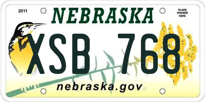 NE license plate XSB768