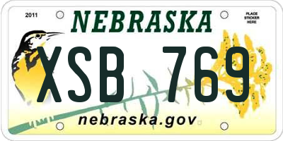 NE license plate XSB769