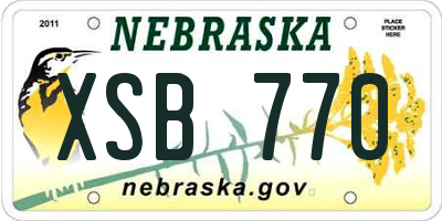 NE license plate XSB770