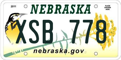 NE license plate XSB778