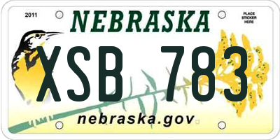 NE license plate XSB783