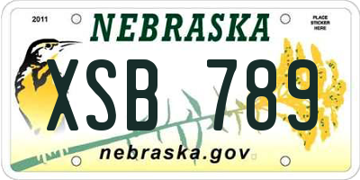 NE license plate XSB789