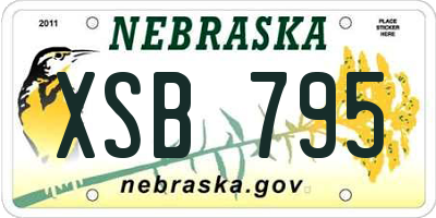 NE license plate XSB795