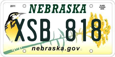 NE license plate XSB818