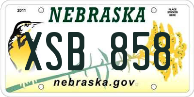 NE license plate XSB858