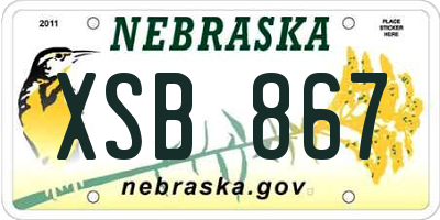 NE license plate XSB867