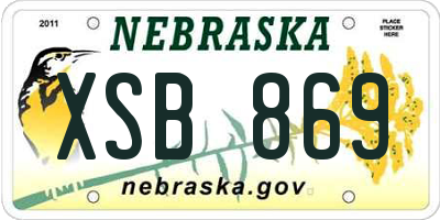 NE license plate XSB869