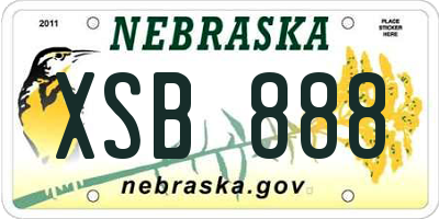 NE license plate XSB888