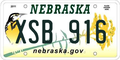 NE license plate XSB916