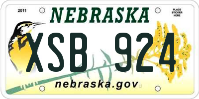 NE license plate XSB924