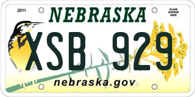 NE license plate XSB929