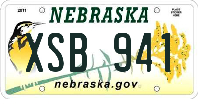 NE license plate XSB941