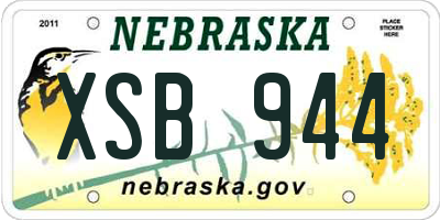 NE license plate XSB944