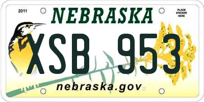 NE license plate XSB953