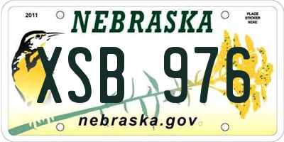NE license plate XSB976