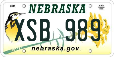 NE license plate XSB989