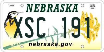 NE license plate XSC191