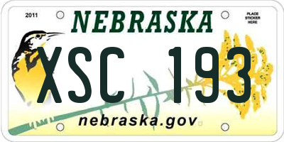 NE license plate XSC193