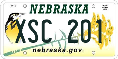 NE license plate XSC201