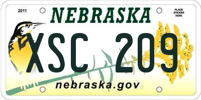 NE license plate XSC209