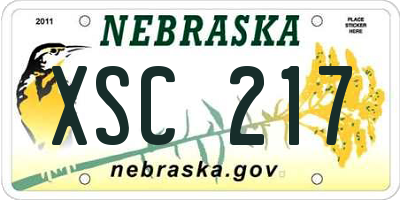 NE license plate XSC217
