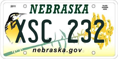 NE license plate XSC232