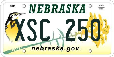 NE license plate XSC250