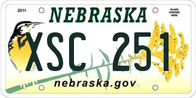 NE license plate XSC251