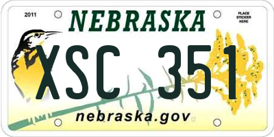 NE license plate XSC351