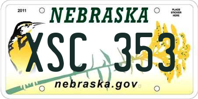 NE license plate XSC353