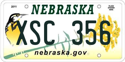NE license plate XSC356