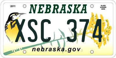 NE license plate XSC374