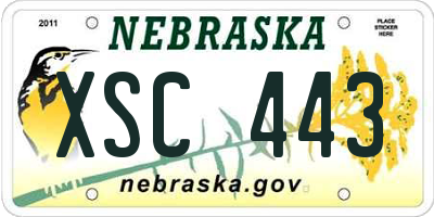 NE license plate XSC443